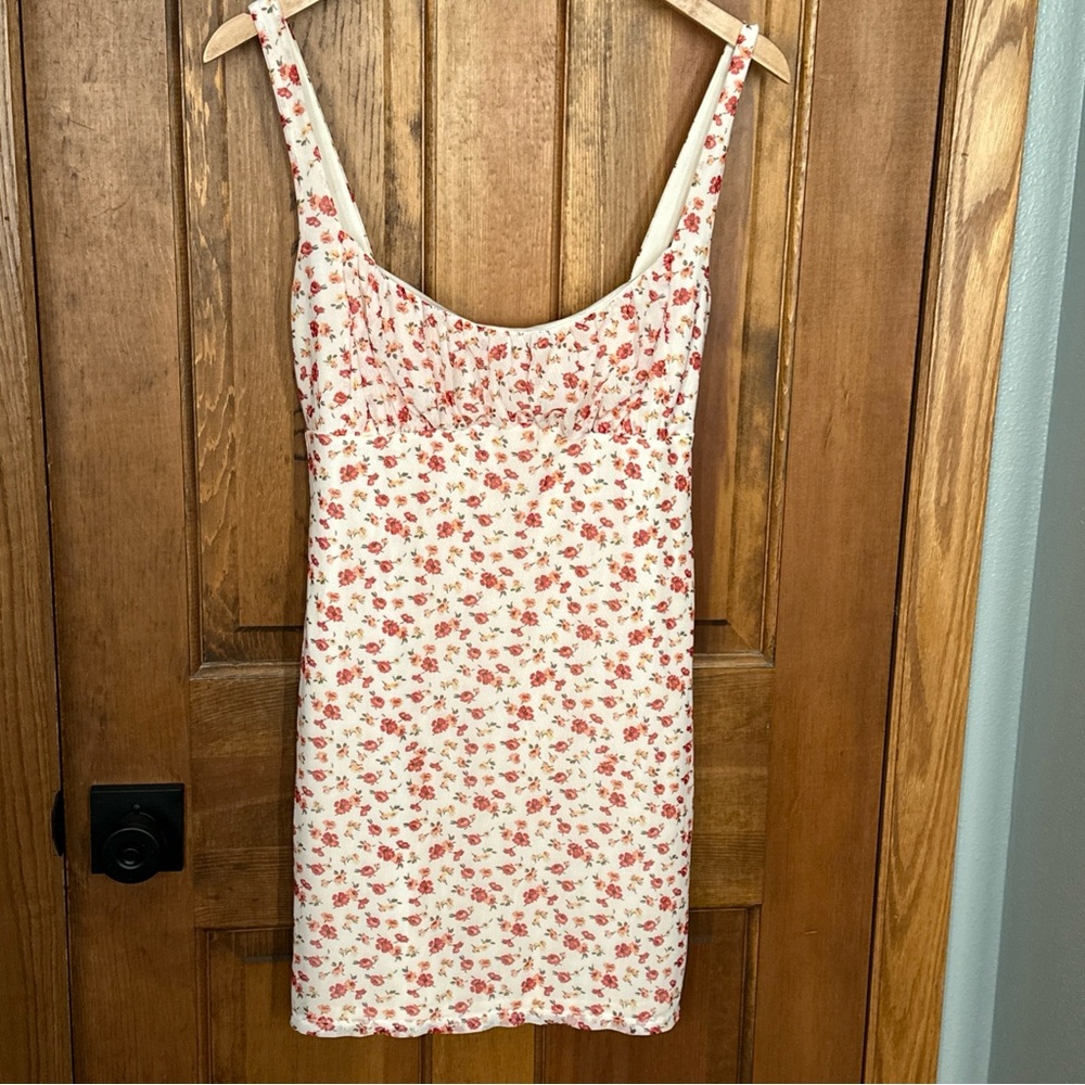 Urban Outfitters Ivory Floral Mesh‎ Mini Dress Size L Cottagecore Boho Fairy Y2K